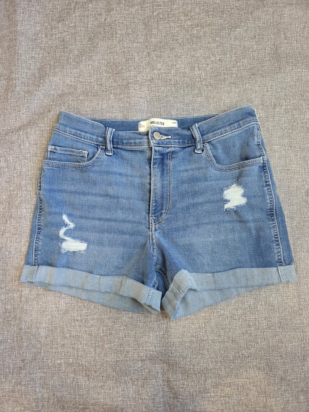Womens Hollister Jean Shorts Size 10 High Rise Stretchy